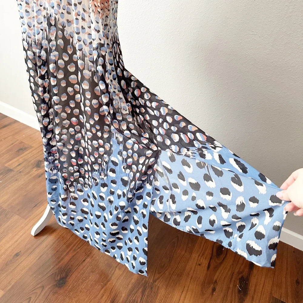 NIC+ZOE Dahlia Ombre Leopard Print Spaghetti Strap‎ Maxi Dress Women Size Large